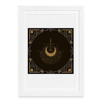Harmony of the elements: moon, gold and geometry. - Framed poster (27 × 37 cm) - white - Front