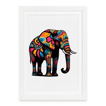 Éléphant - Affiche encadrée (27 × 37 cm) - blanc - Devant