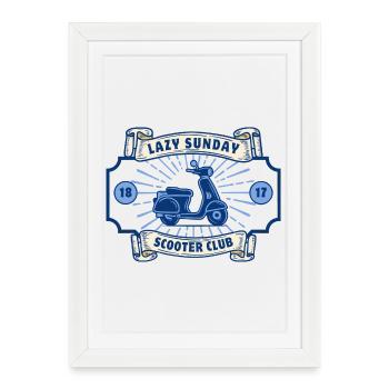 Club de scooter du dimanche paresseux - Affiche encadrée (27 × 37 cm) - blanc - Devant