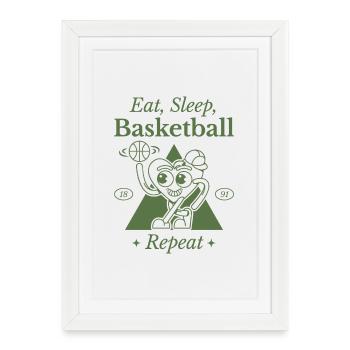 Conception humoristique de coeur de basket-ball - Affiche encadrée (27 × 37 cm) - blanc - Devant