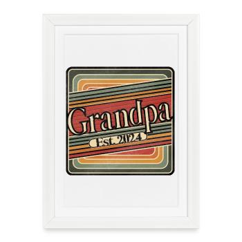 Grandpa Est. 2024 – Cadeau rétro pour les grands-pères - Affiche encadrée (27 × 37 cm) - blanc - Devant