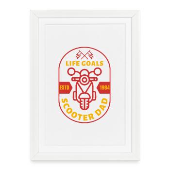 Scooter Dad – Life Goals Retro Roller - Affiche encadrée (27 × 37 cm) - blanc - Devant