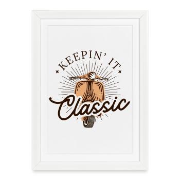 Keepin' It Classic - Look de scooter vintage - Affiche encadrée (27 × 37 cm) - blanc - Devant