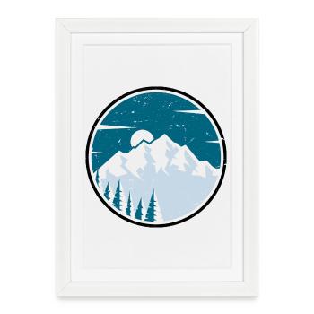 Forêt circulaire de Winter Peak - Affiche encadrée (27 × 37 cm) - blanc - Devant