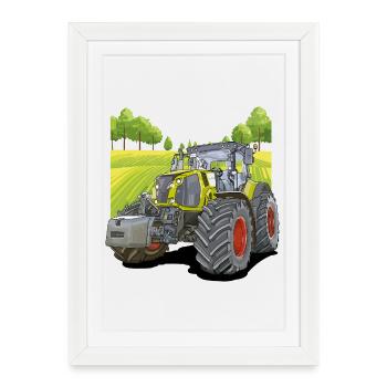 Tractor in the field - Framed poster (27 × 37 cm) - white - Front