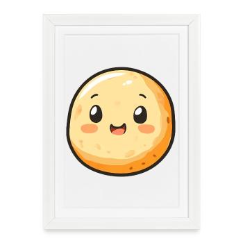 Happy Potato Cartoon - Design adorable et amusant - Affiche encadrée (27 × 37 cm) - blanc - Devant
