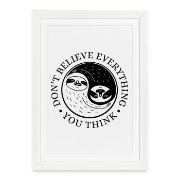 Paresseuse Yin-Yang – Sérénité et équilibre - Affiche encadrée (27 × 37 cm) - blanc - Devant