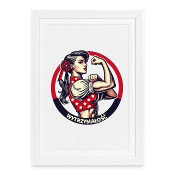 Strength strong woman Polish woman Poland retro gift - Framed poster (27 × 37 cm) - white - Front