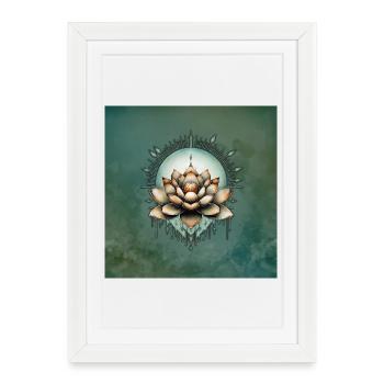 L’élégance méditative. Fleur de lotus exquise - Affiche encadrée (27 × 37 cm) - blanc - Devant
