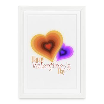 Saint Valentin - Coeurs Groovy Flash - Affiche encadrée (27 × 37 cm) - blanc - Devant