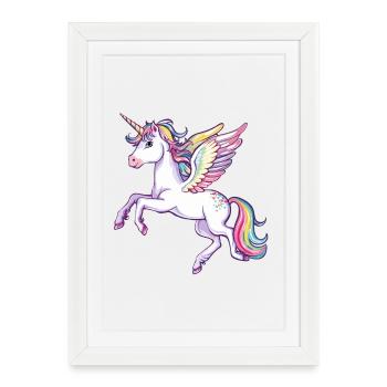 Licorne Ailes Arc-en-ciel - Affiche encadrée (27 × 37 cm) - blanc - Devant