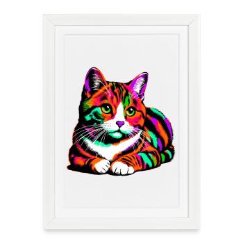 Chat - Affiche encadrée (27 × 37 cm) - blanc - Devant