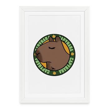 Capybara détendu – Chilled Vibes - Affiche encadrée (27 × 37 cm) - blanc - Devant