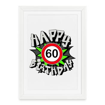 60e anniversaire , 60 Joyeux anniversaire (25) - Affiche encadrée (27 × 37 cm) - blanc - Devant
