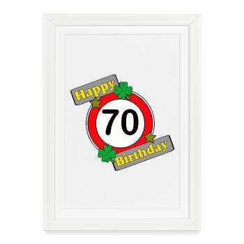 70e anniversaire , Joyeux anniversaire (25) - Affiche encadrée (27 × 37 cm) - blanc - Devant