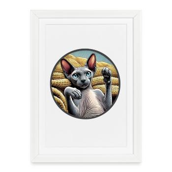 Shpynx chat montrant des pattes - Affiche encadrée (27 × 37 cm) - blanc - Devant