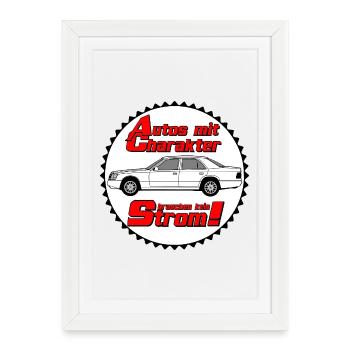 MB W124 , Youngtimer,Character (25) - Framed poster (27 × 37 cm) - white - Front