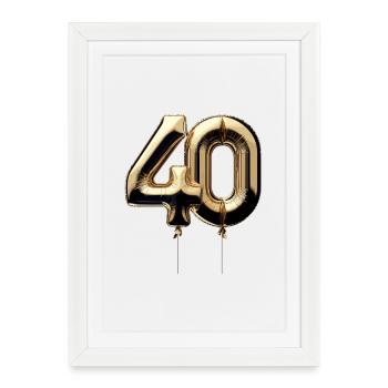 40 Years Gold Balloon Foil Balloon Gift - Framed poster (27 × 37 cm) - white - Front