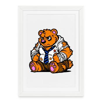 Ours de bureau - Affiche encadrée (27 × 37 cm) - blanc - Devant