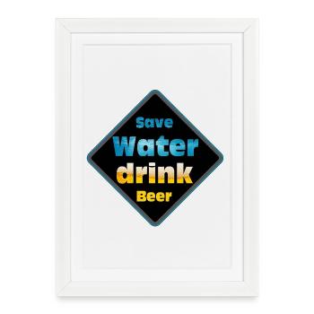 Conception du bouclier de bière pour les boissons d’épargne - Affiche encadrée (27 × 37 cm) - blanc - Devant