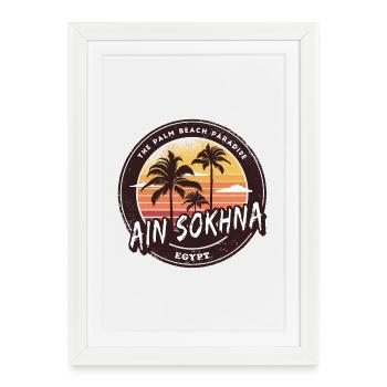 Ain Sokhna Égypte Plage Palmiers Design - Affiche encadrée (27 × 37 cm) - blanc - Devant