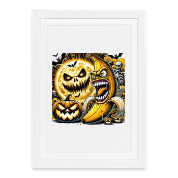 Spooky Halloween Banana - Framed poster (27 × 37 cm) - white - Front