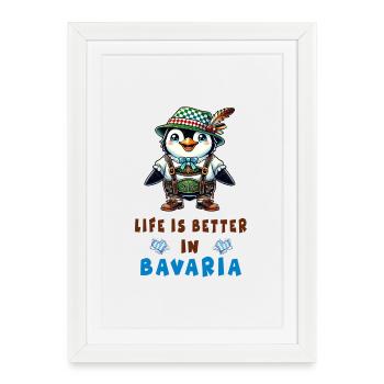 Manchot bavarois - Affiche encadrée (27 × 37 cm) - blanc - Devant