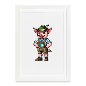 Cochon bavarois - Affiche encadrée (27 × 37 cm) - blanc - Devant