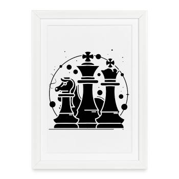 Chess Pieces Comic Look - Framed poster (27 × 37 cm) - white - Front