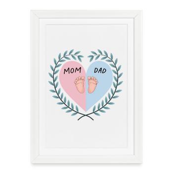 Coeur de maman et papa avec de jolis pieds de bébé - Affiche encadrée (27 × 37 cm) - blanc - Devant