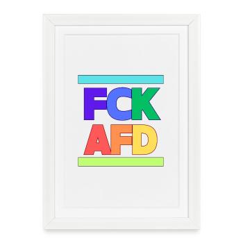 FCK AFD - Gerahmtes Poster (27 × 37 cm) - Weiß - Vorne