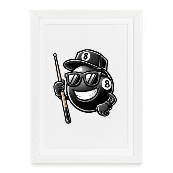 Design cool de billard à 8 boules - Affiche encadrée (27 × 37 cm) - blanc - Devant
