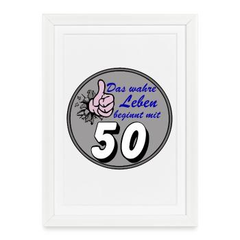50th Birthday, Real Life - Framed poster (27 × 37 cm) - white - Front