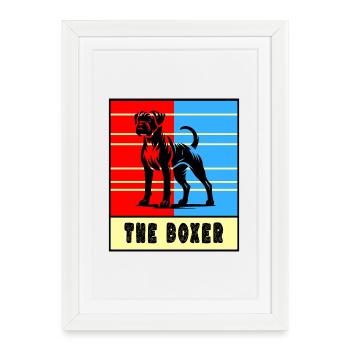 Le Boxer – Chien fort - Affiche encadrée (27 × 37 cm) - blanc - Devant