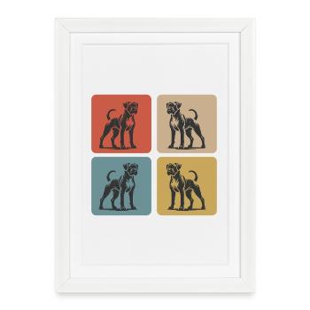 Boxer Chien Vintage Design - Affiche encadrée (27 × 37 cm) - blanc - Devant