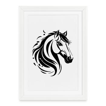 Motif cheval élégant en noir - Affiche encadrée (27 × 37 cm) - blanc - Devant