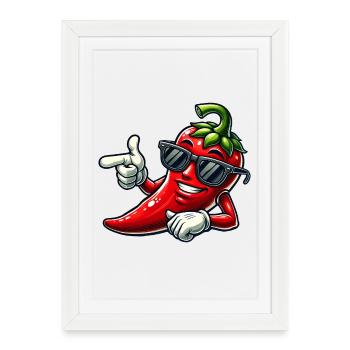 Piment frais - Affiche encadrée (27 × 37 cm) - blanc - Devant