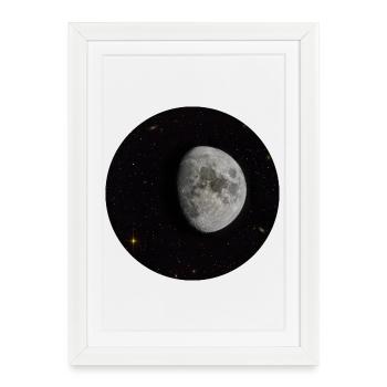 Moon and stars - Framed poster (27 × 37 cm) - white - Front