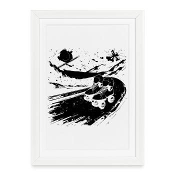 Roller Skating Drawing - Framed poster (27 × 37 cm) - white - Front