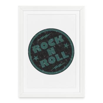 Retro Rock and Roll Badge Design - Framed poster (27 × 37 cm) - white - Front
