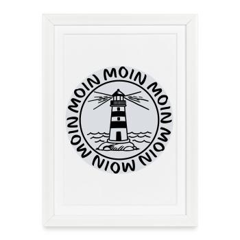 Phare de Moin Moin – Conception côtière maritime - Affiche encadrée (27 × 37 cm) - blanc - Devant