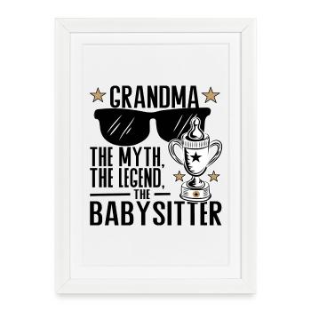 Grand-mère – Le mythe, la légende, la baby-sitter - Affiche encadrée (27 × 37 cm) - blanc - Devant