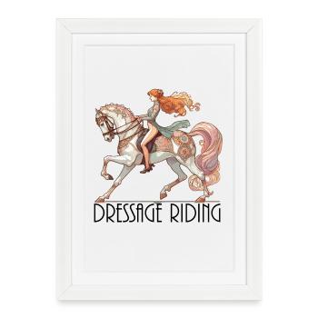 Dressage Équitation Noble Dynamique Cadeau - Affiche encadrée (27 × 37 cm) - blanc - Devant