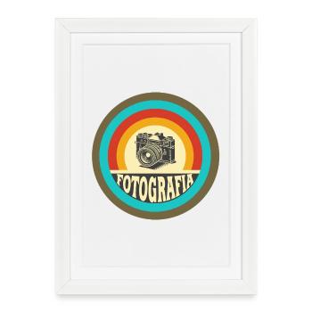 Appareil photo photo rétro Fotografia - Affiche encadrée (27 × 37 cm) - blanc - Devant