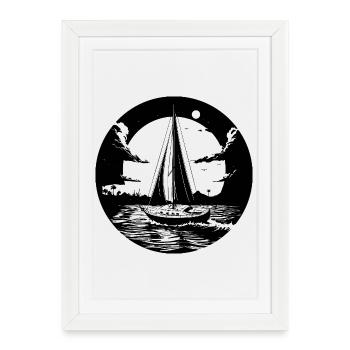 Voile graphique - Affiche encadrée (27 × 37 cm) - blanc - Devant