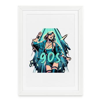 Woman Dancing 90s Retro Disco Disco Gift - Framed poster (27 × 37 cm) - white - Front