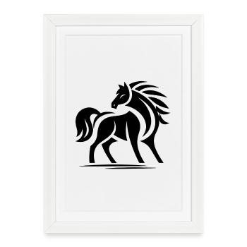 Horses Tribal - Framed poster (27 × 37 cm) - white - Front