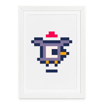 Pixel Bird - Framed poster (27 × 37 cm) - white - Front