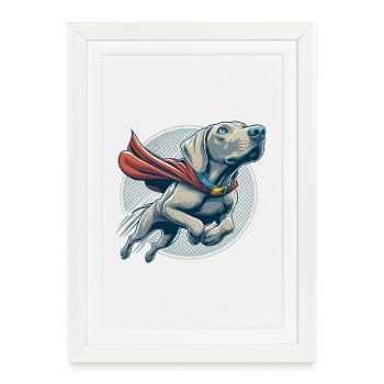 Grand chien braque de Weimar Weimi Cape cadeau - Affiche encadrée (27 × 37 cm) - blanc - Devant