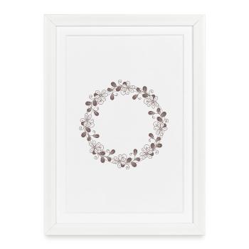 Romantic floral motif in a round, brown frame - Framed poster (27 × 37 cm) - white - Front